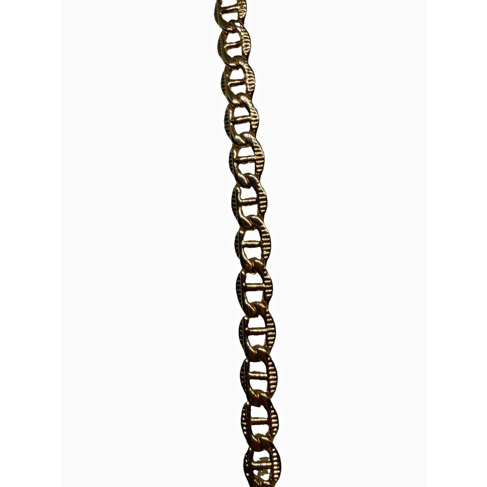 18k Yellow Gold Figaro Chain Necklace, Lobster Clasp, Signed, No Stones